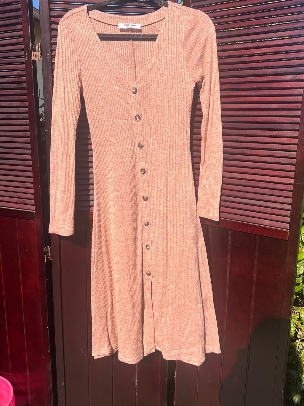 Button-Up Long Sleeve Sweater Dress – M